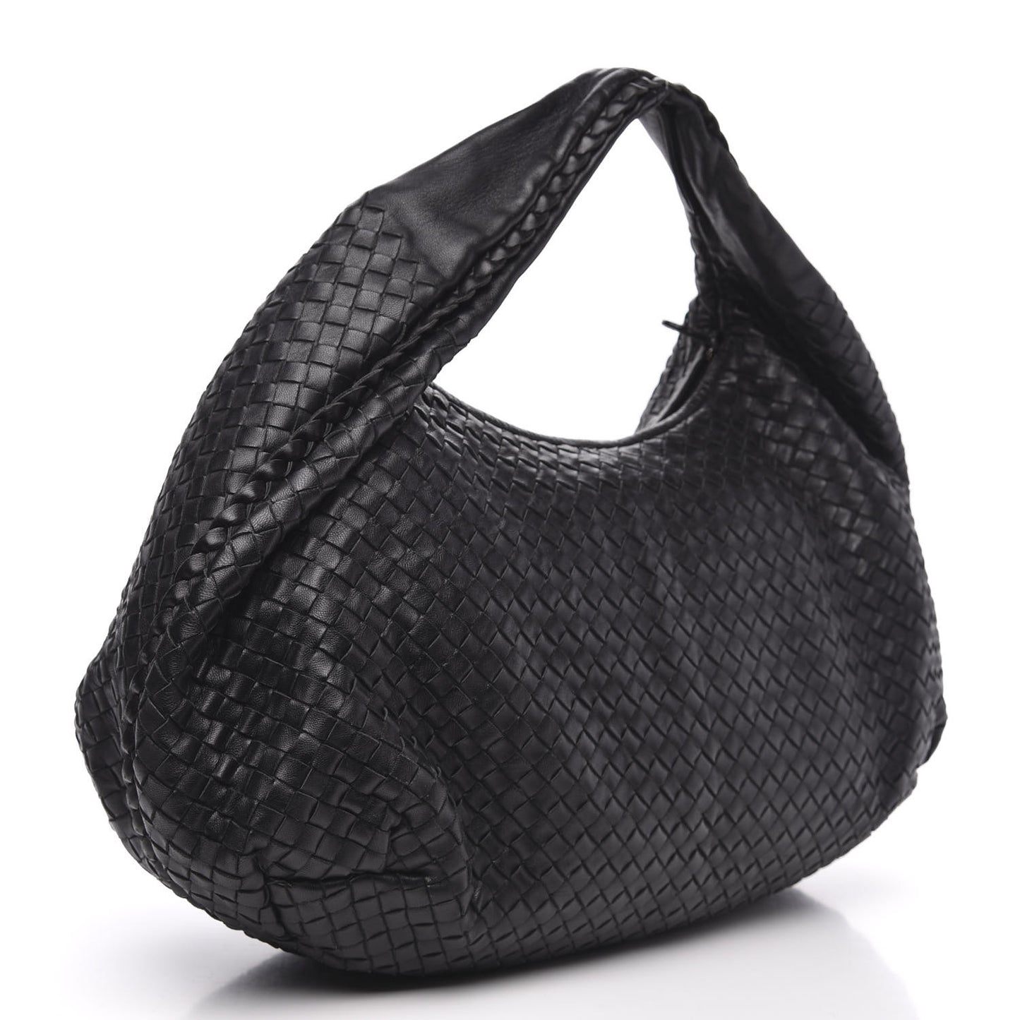 Nappa Intrecciato Large Belly Veneta Hobo Black