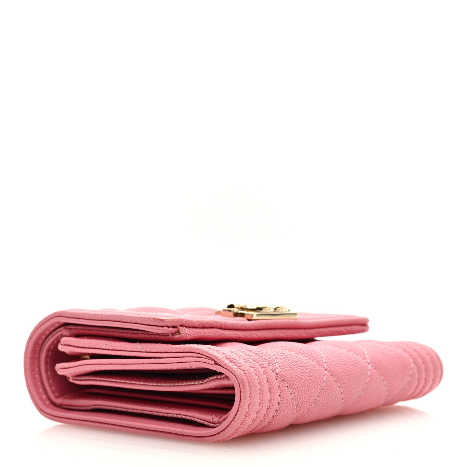Chanel Caviar Quilted Boy Compact Wallet Pink 4 of 9