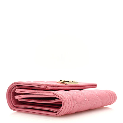 Chanel Caviar Quilted Boy Compact Wallet Pink 4 of 9