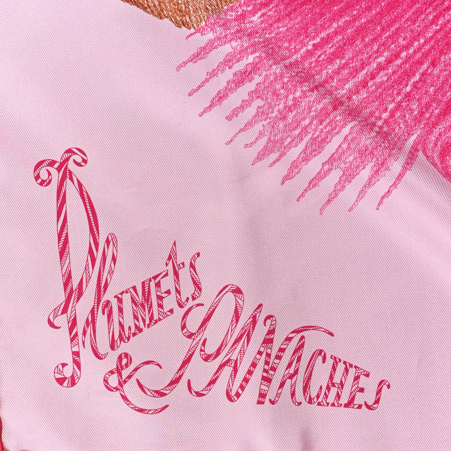 Silk Twill Plumets Et Panaches Scarf 90 Rose Fane Bleu Violet