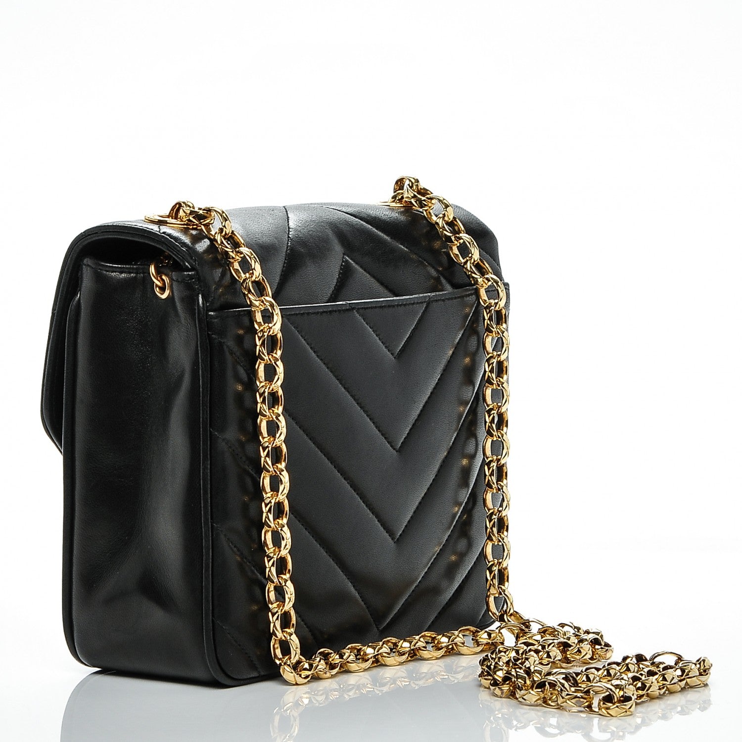 Chanel Lambskin Chevron Quilted Mini Square Flap Black 3 of 8