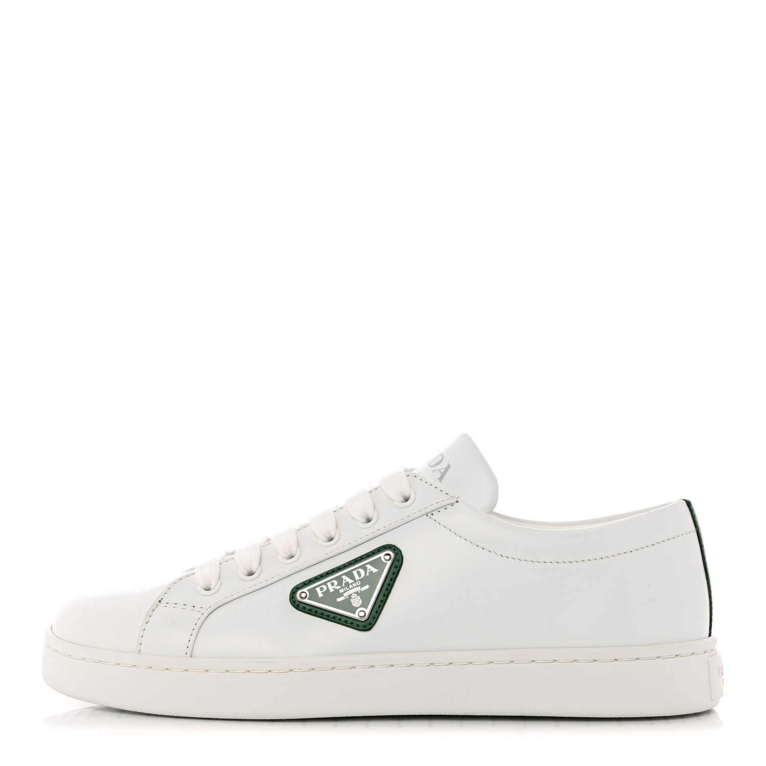Prada Spazzolato Rois Metal Triangle Logo 25mm Sneakers 36 White Mango 1 of 10