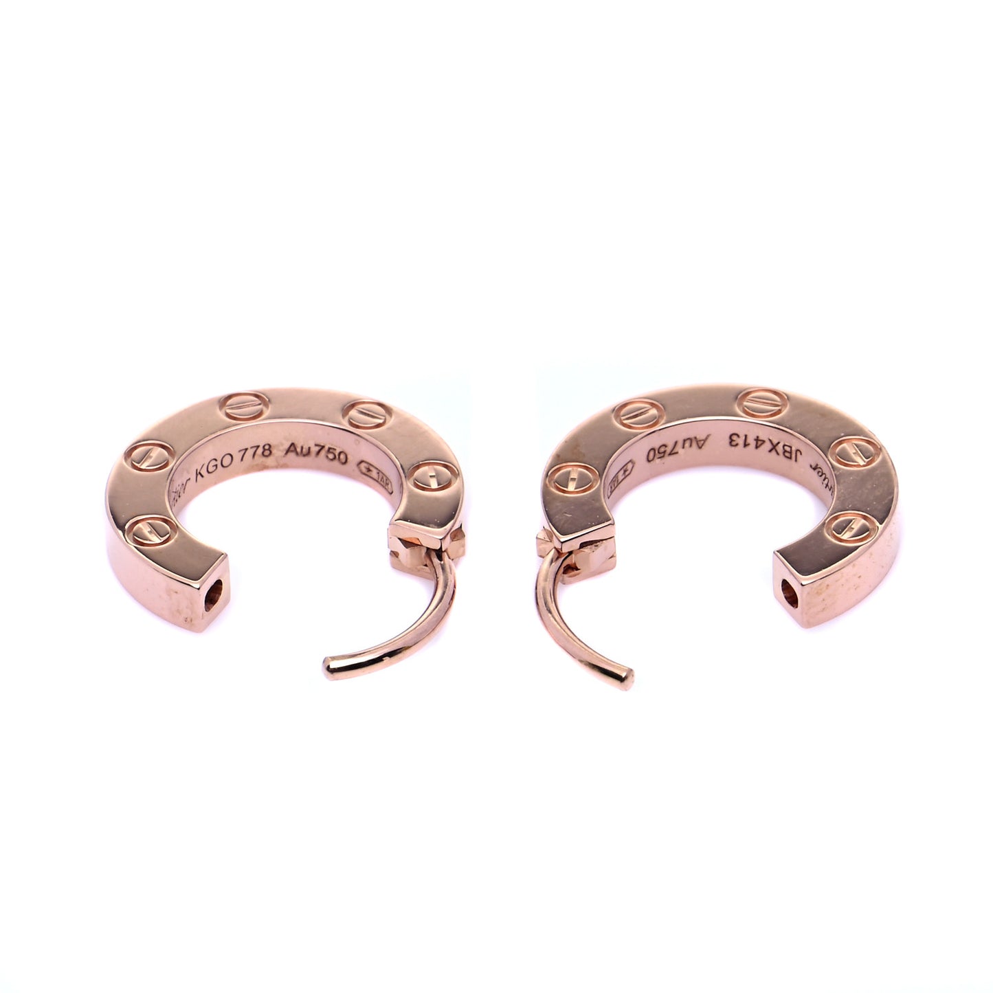 18K Pink Gold LOVE Hoop Earrings