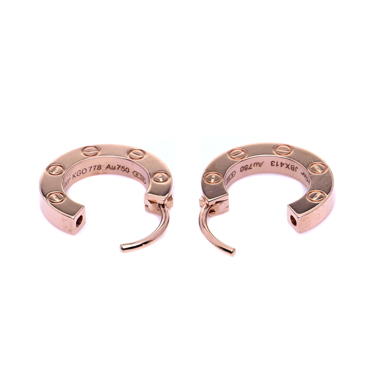 Cartier 18K Pink Gold LOVE Hoop Earrings 4 of 8