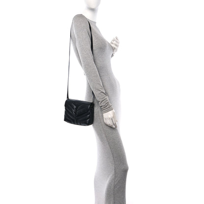 Saint Laurent Calfskin Y Quilted Monogram Monochrome Toy Loulou Crossbody Bag Black 2 of 12