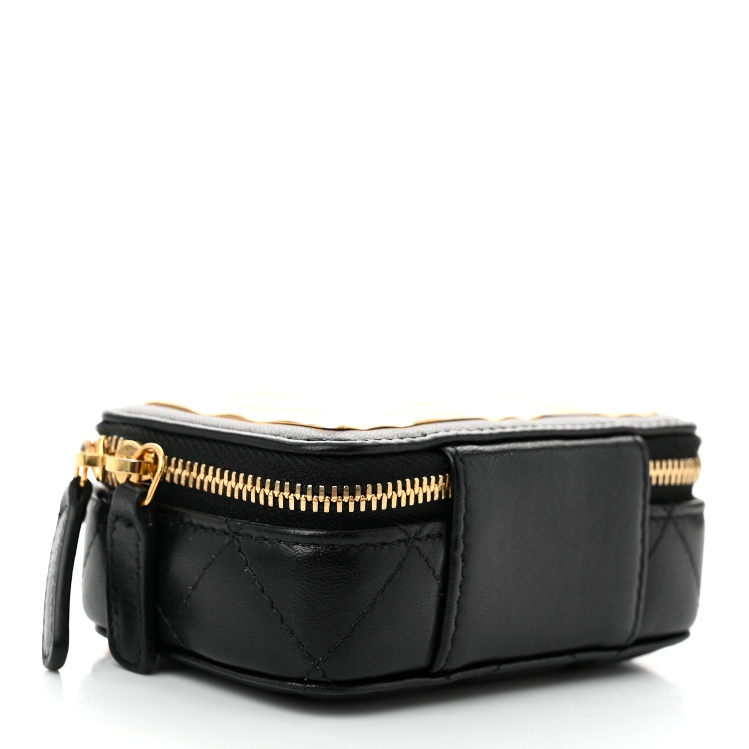 Chanel Lambskin Quilted Mini Golden Plate Clutch With Chain Black 4 of 10