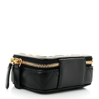 Chanel Lambskin Quilted Mini Golden Plate Clutch With Chain Black 4 of 10