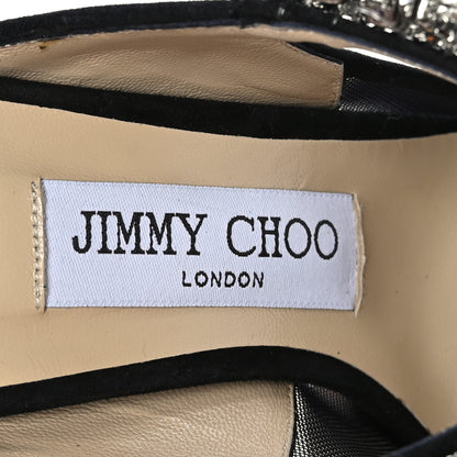Jimmy Choo Mesh Suede Crystal Bing 100 Pumps 36.5 Black 6 of 7