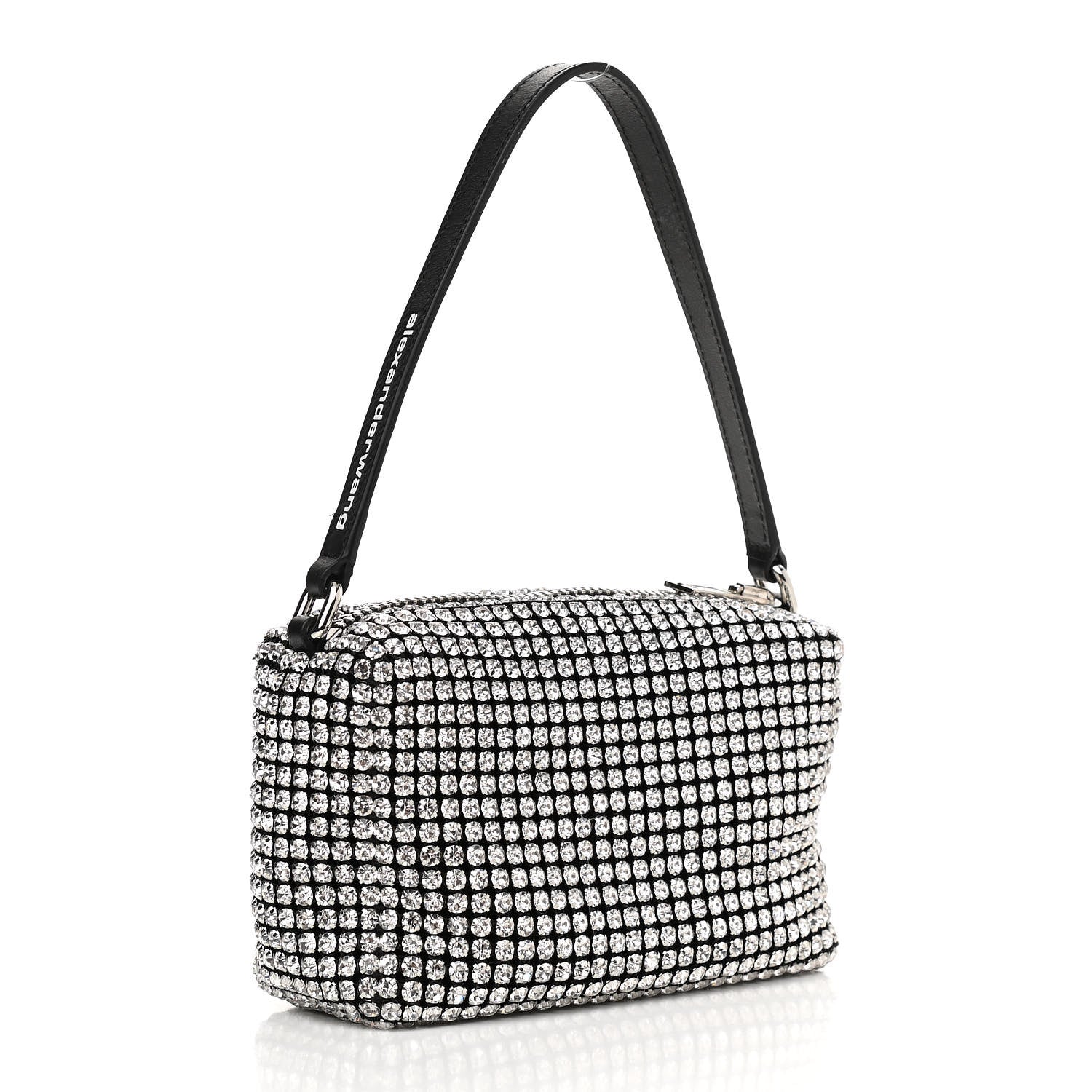 Alexander Wang Mesh Crystal Rhinestone Mini Heiress Pouch Black Silver 3 of 10