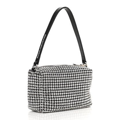 Alexander Wang Mesh Crystal Rhinestone Mini Heiress Pouch Black Silver 3 of 10