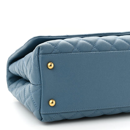 Chanel Caviar Quilted Lizard Embossed Small Coco Handle Flap Blue 8 of 9