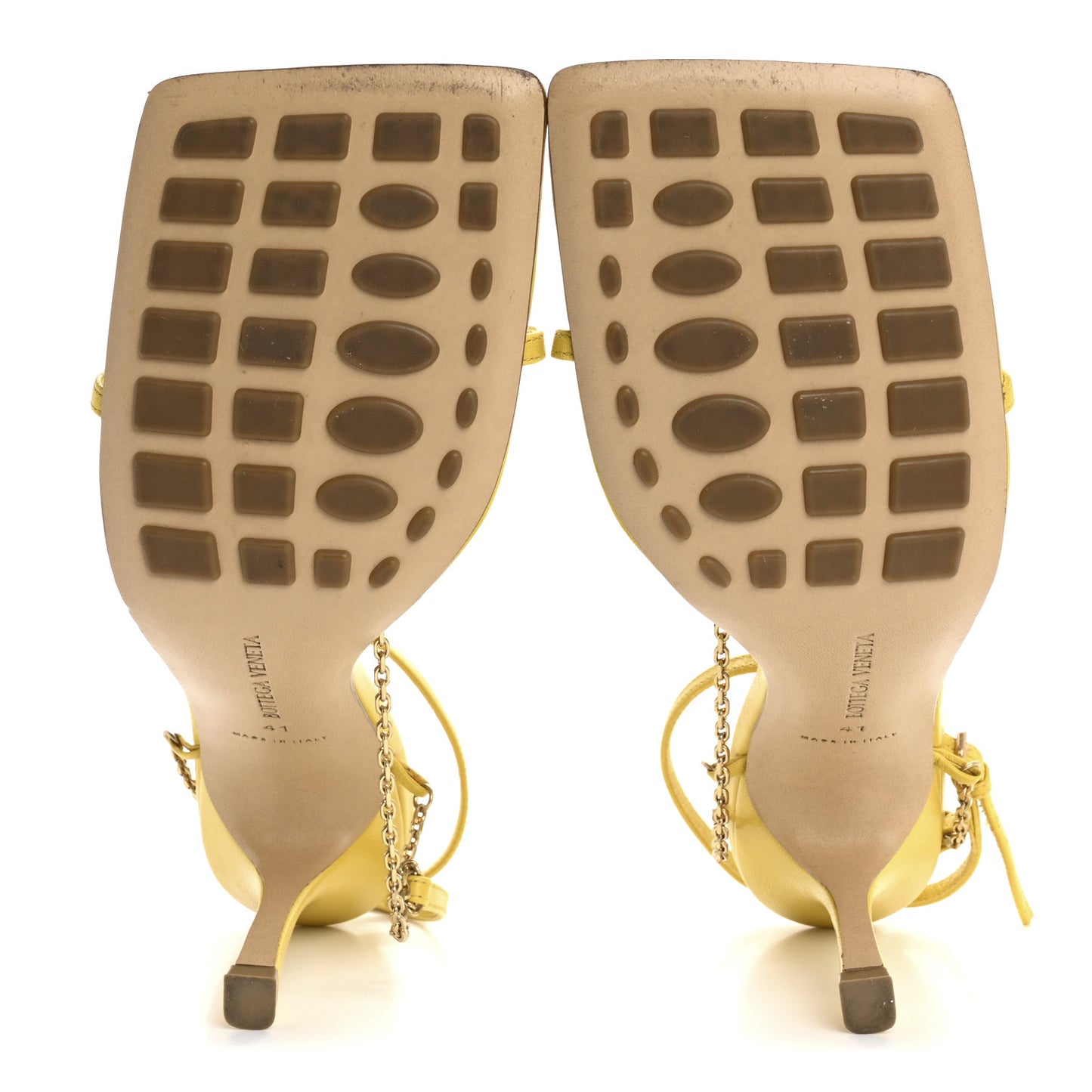 Lambskin Stretch Chain Strap 90mm Sandals 41 Buttercup