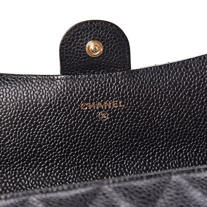 Chanel Caviar Quilted Large Gusset Flap Wallet Black 7 of 10