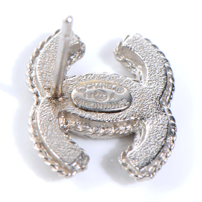 Chanel Hammered CC Earrings Silver 5 of 5
