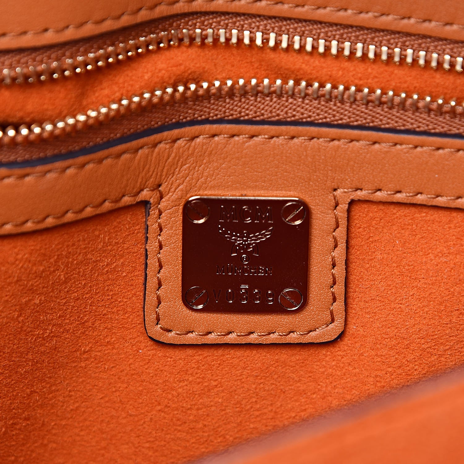 MCM Visetos Calfskin Small Patricia Crossbody Bag Cognac Black 7 of 10