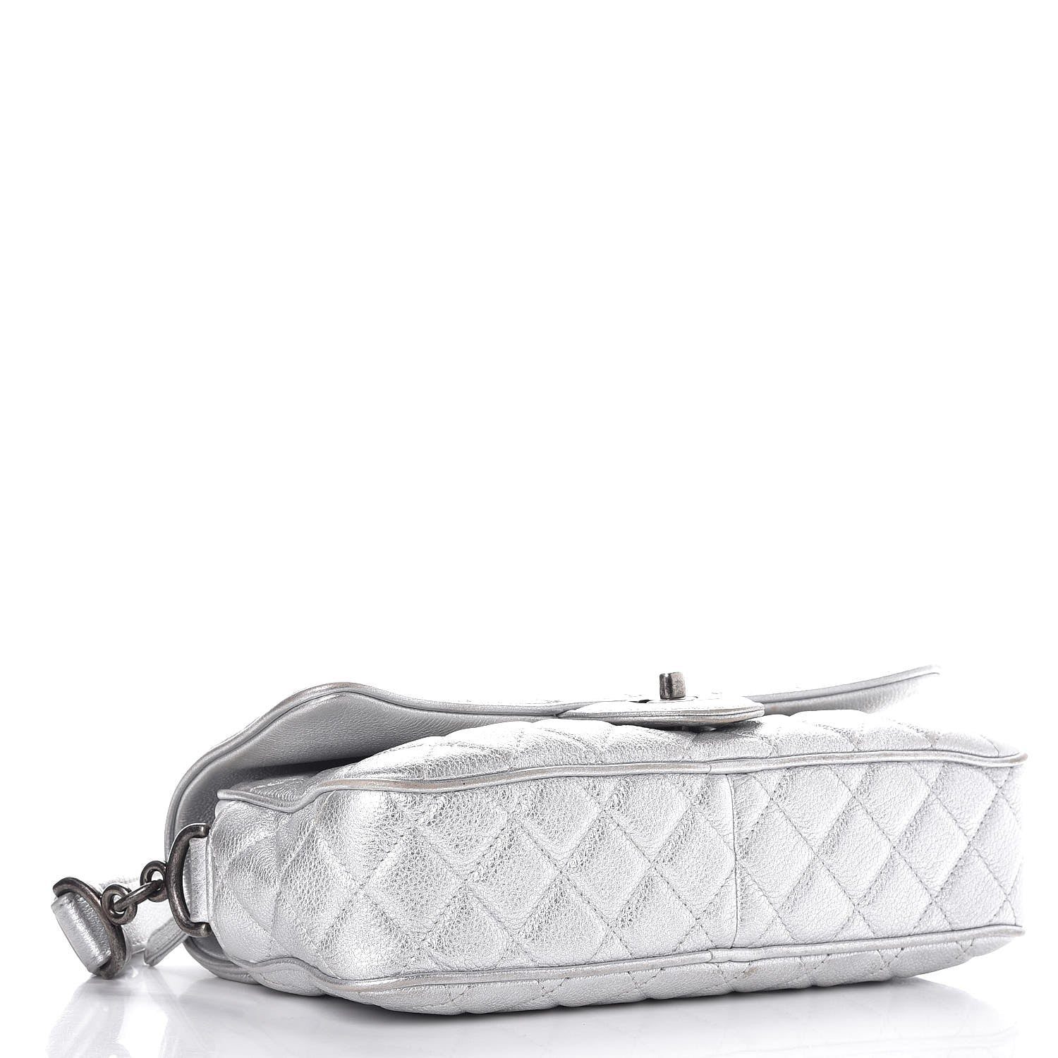 Chanel Metallic Calfskin Quilted Small Chain Detail Flap Silver 4 of 7