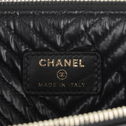 Chanel Calfskin Chevron Large Boy Cosmetic Case Black 6 of 7