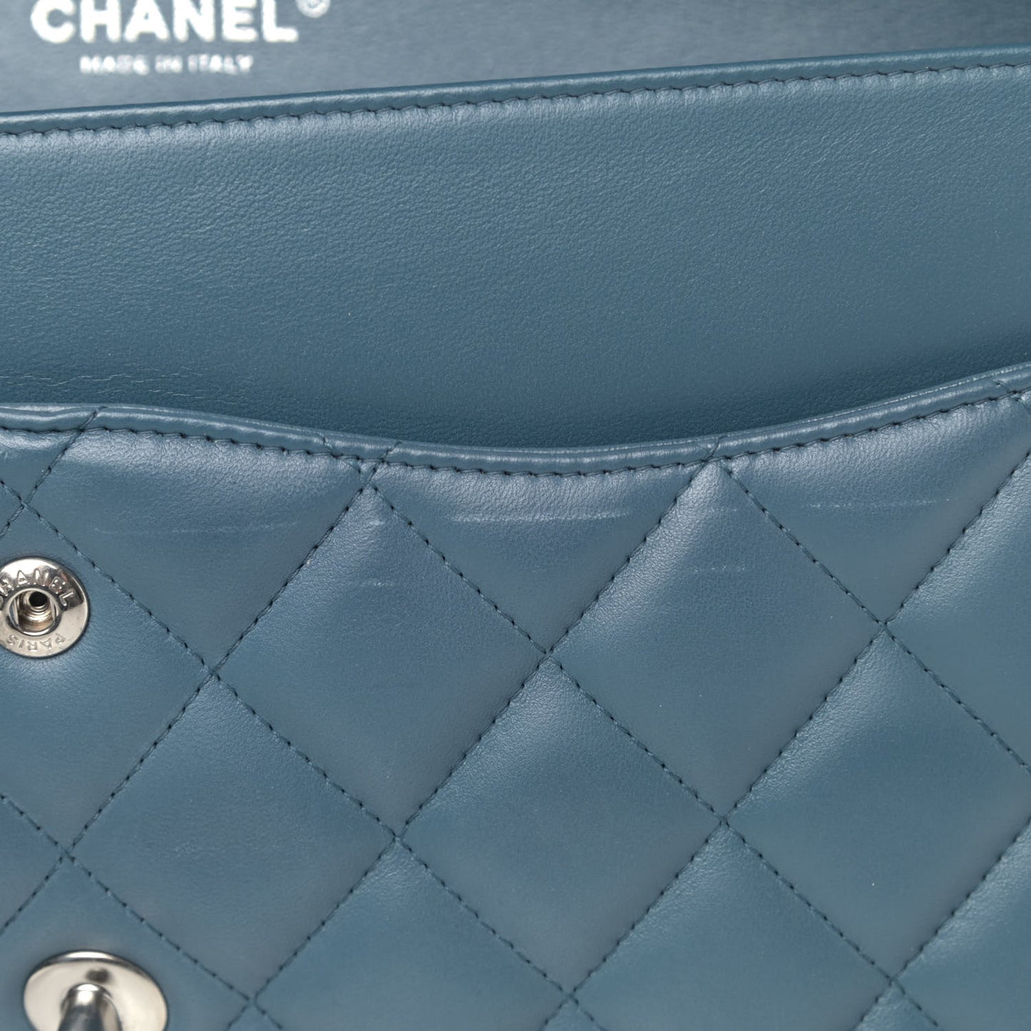 Lambskin Quilted Jumbo Double Flap Turquoise