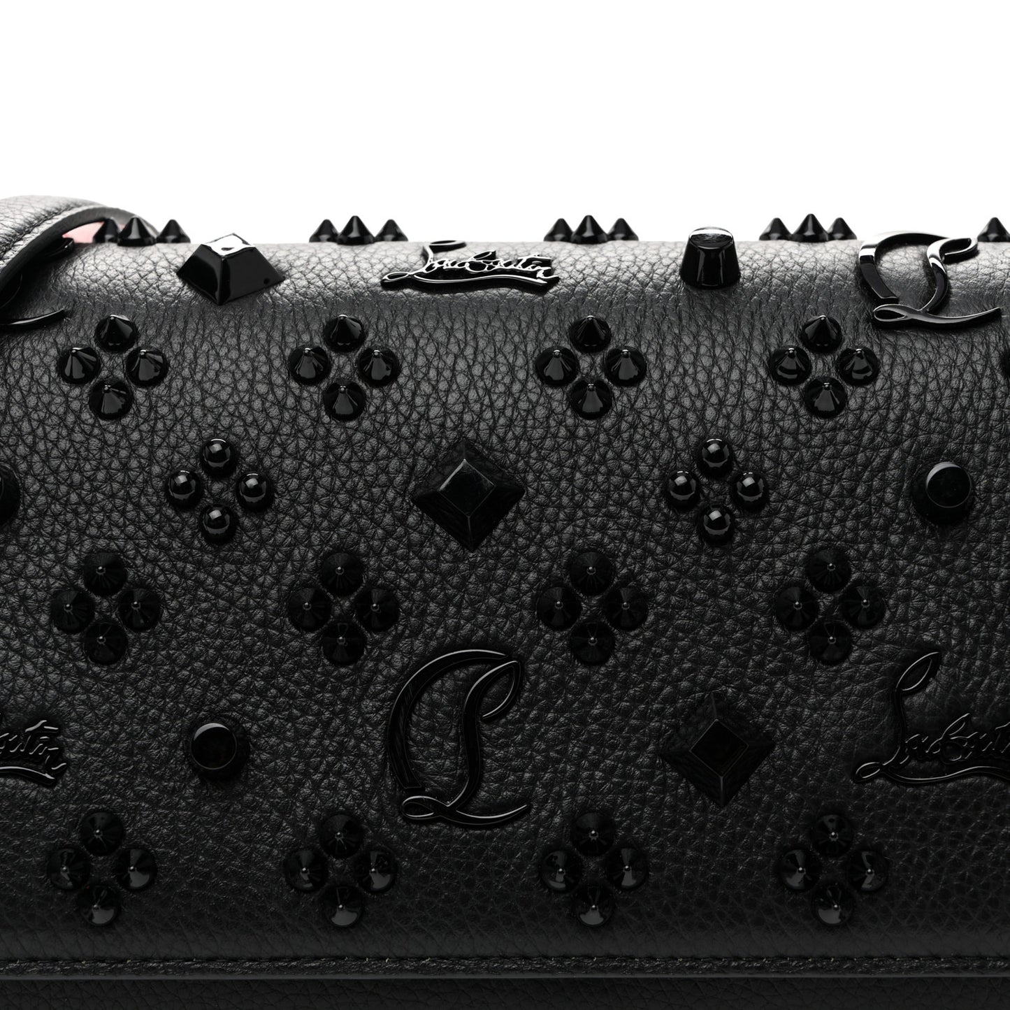 Calfskin Spikes Loubinthesky Paloma Clutch Black