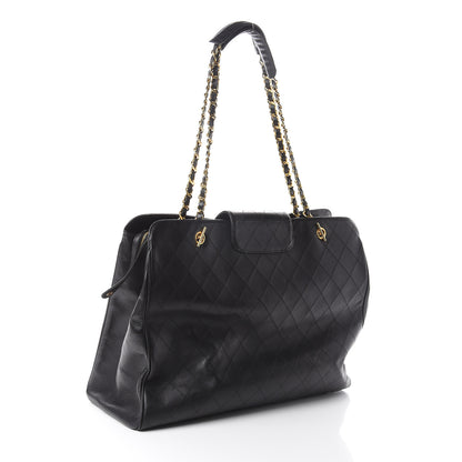 Chanel Calfskin Stitched XL Weekender Black 2 of 9
