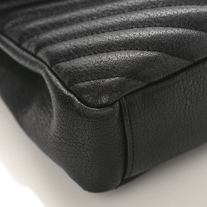 Saint Laurent Sheepskin Matelasse Chevron Monogram Medium College Bag Black 7 of 9