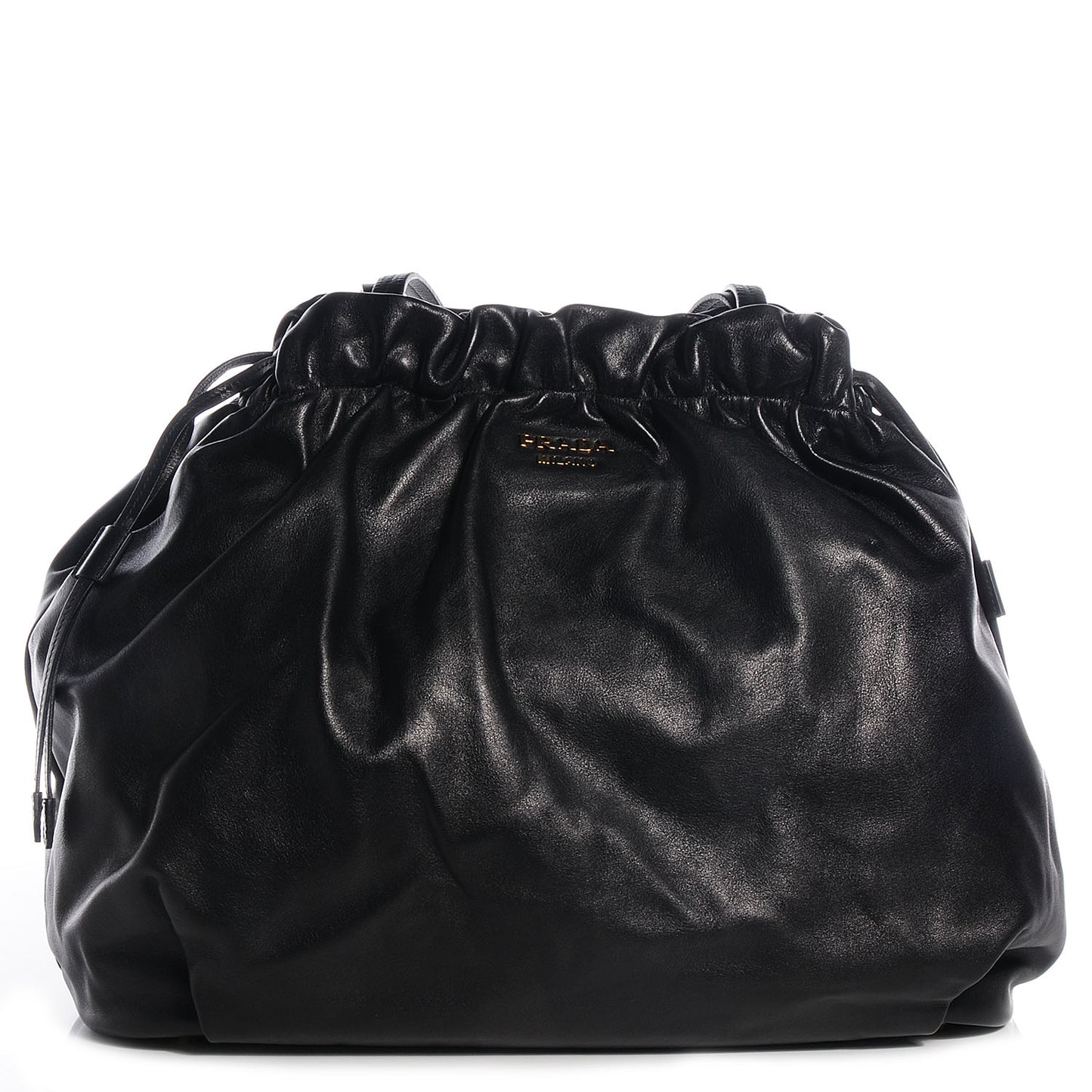 Nappa Drawstring Tote Black