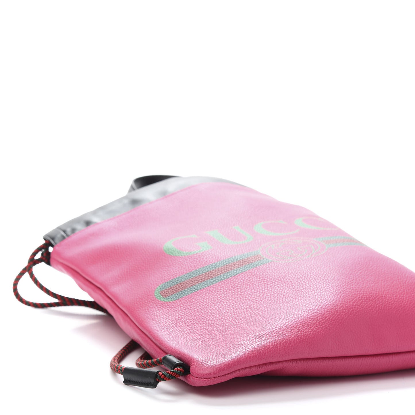 Grained Calfskin Logo Drawstring Backpack Box Pink Green Black