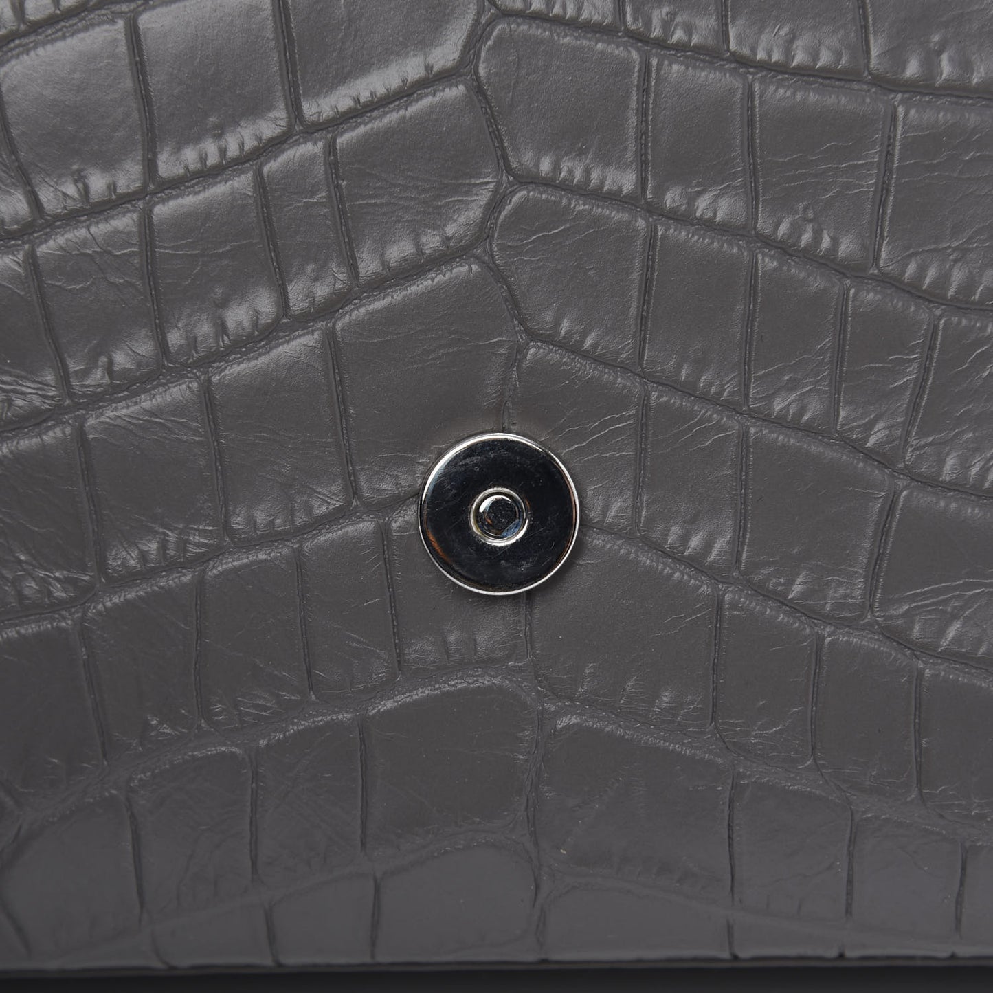 Calfskin Crocodile Embossed Medium Classic Monogram Kate Tassel Satchel Fog