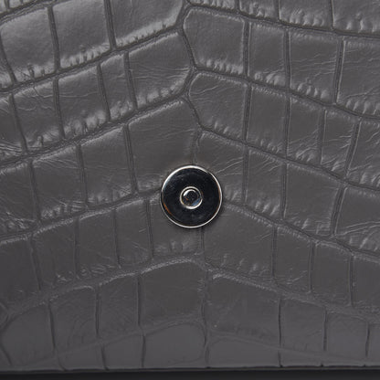 Saint Laurent Calfskin Crocodile Embossed Medium Classic Monogram Kate Tassel Satchel Fog 10 of 11