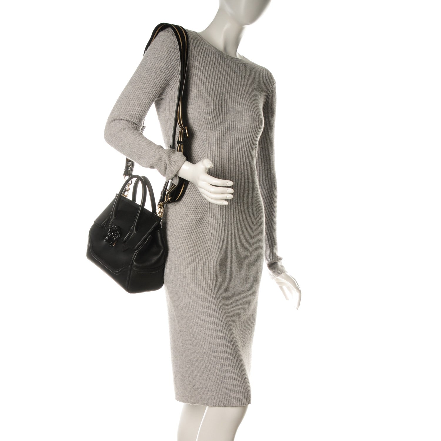 Versace Calfskin Medium Palazzo Empire Bag Black 2 of 7