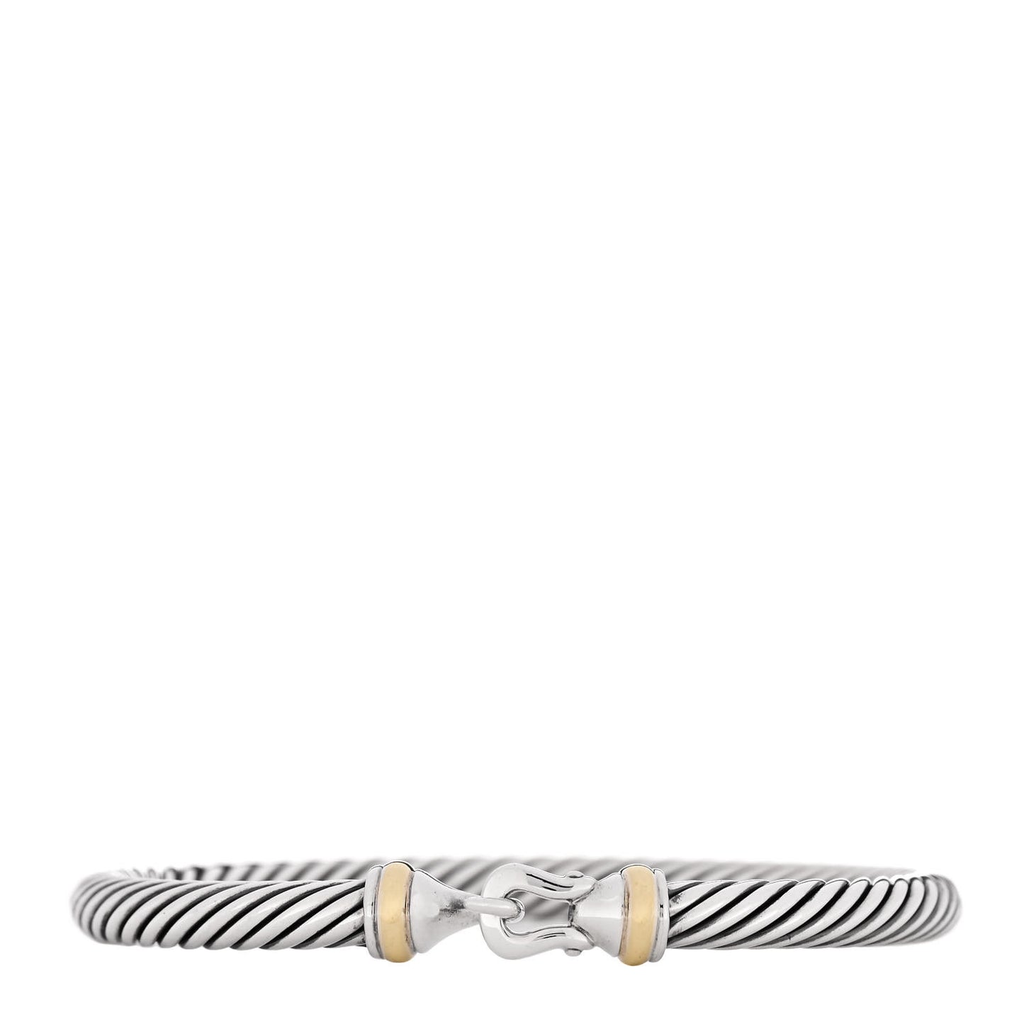 Sterling Silver 18K Yellow Gold 5mm Cable Classic Buckle Bracelet