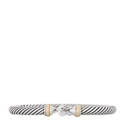 David Yurman Sterling Silver 18K Yellow Gold 5mm Cable Classic Buckle Bracelet 1 of 3