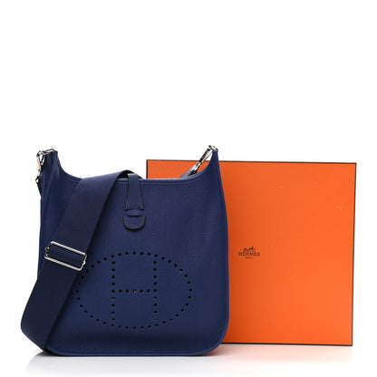 Hermes Taurillon Clemence Evelyne III PM Bleu Electrique 10 of 10