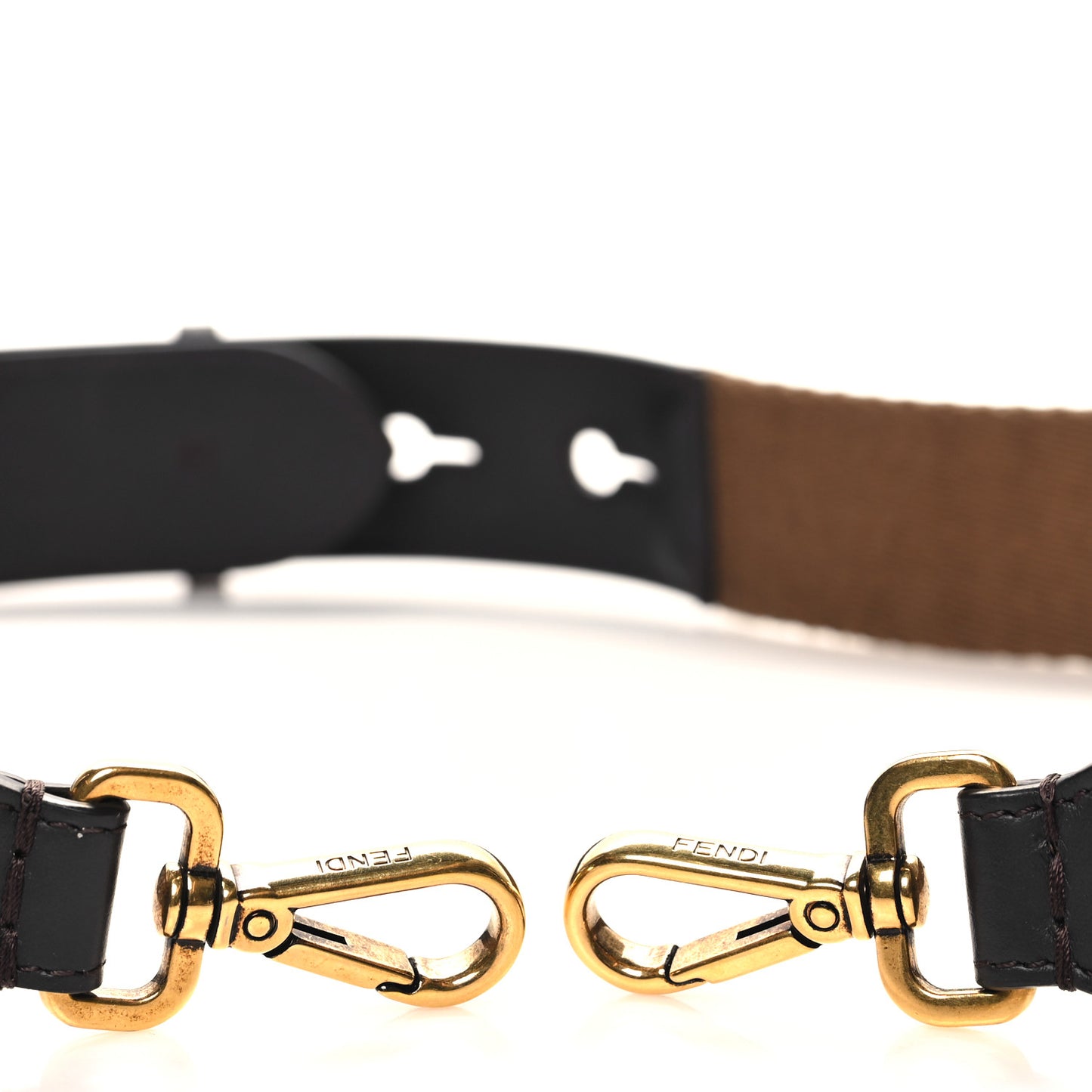 Ribbon Vitello Century FF 1974 Flat Studded Strap You Fango Marrone Ebano