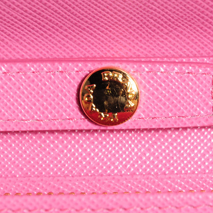 Prada Saffiano Metal Oro Chain Wallet Geranio 8 of 9