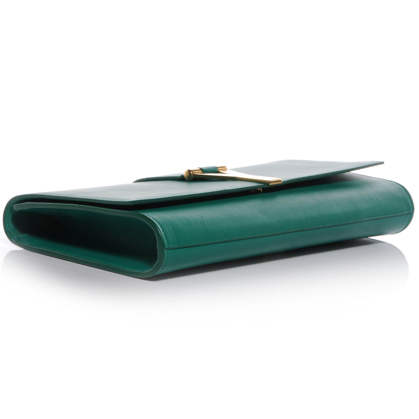 Leather Classic Y Clutch Green