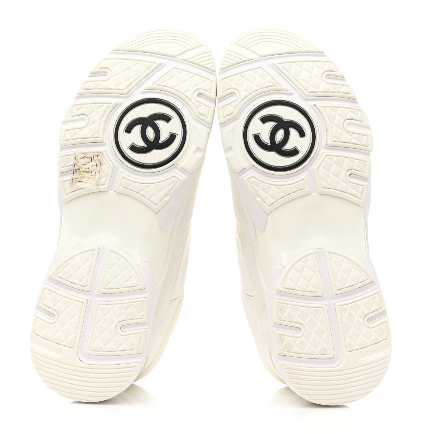 Chanel Suede Calfskin Fabric CC Sneakers 37.5 White 5 of 9