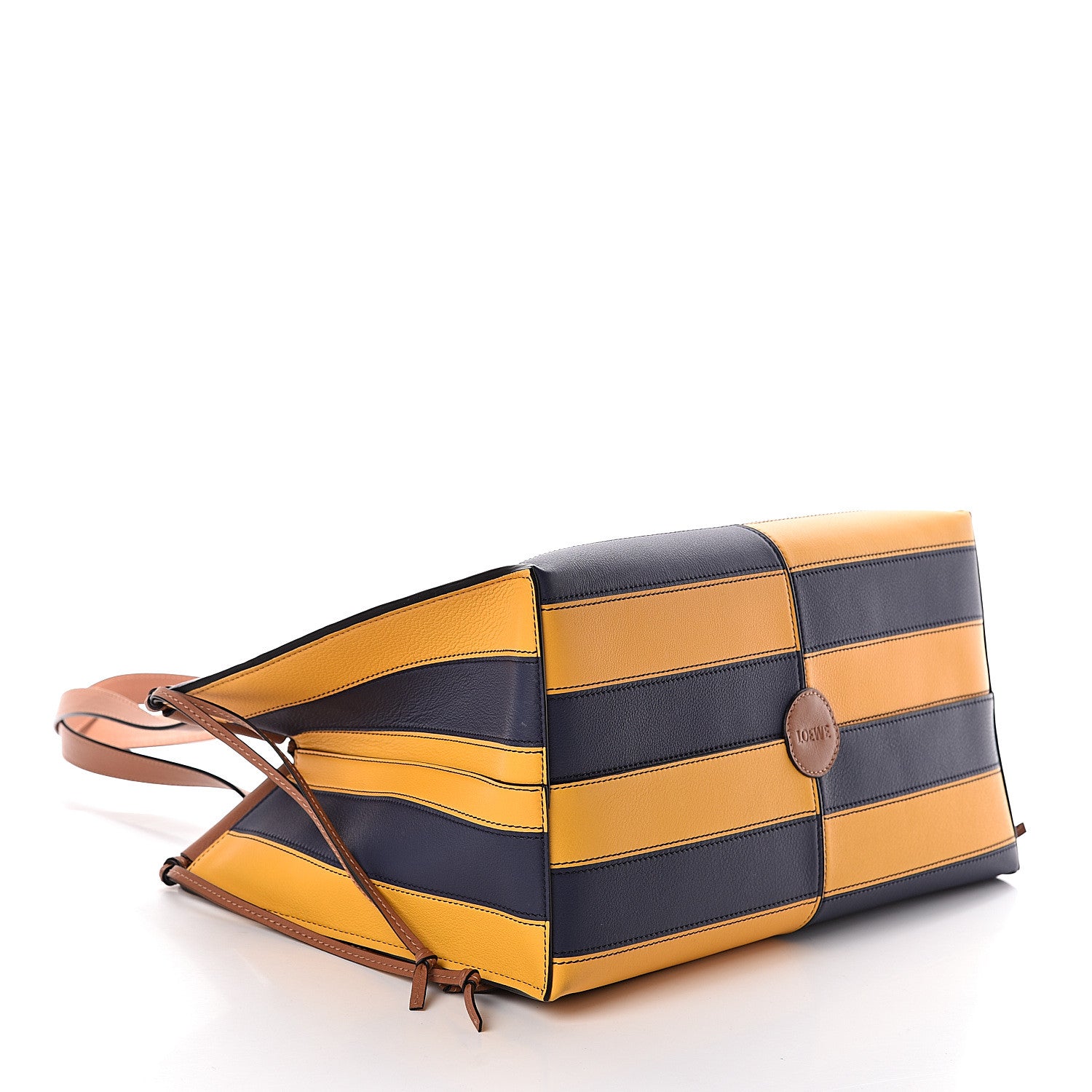 Loewe Calfskin Cushion Stripe Tote Navy Yellow 4 of 9