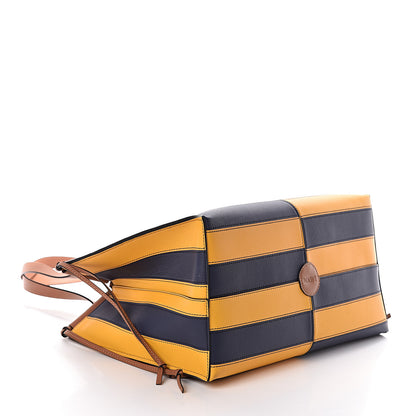 Loewe Calfskin Cushion Stripe Tote Navy Yellow 4 of 9