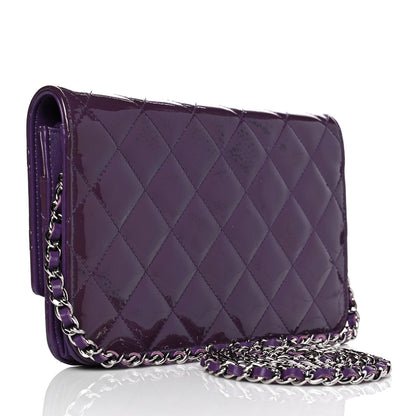 Chanel Patent Quilted Brilliant Wallet On Chain WOC Violet 2 of 11