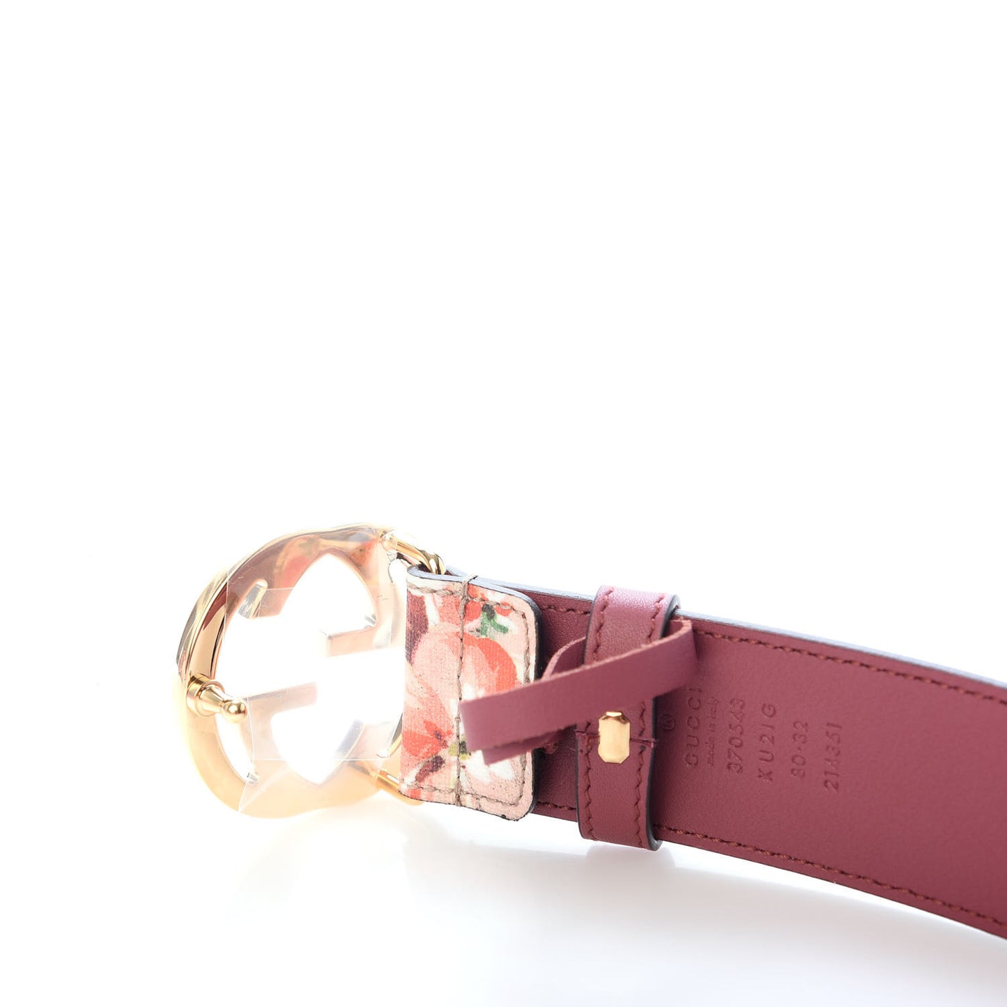 GG Supreme Monogram Blooms Moon Calfskin Interlocking G 37mm Belt 80 32 Beige Ebony Multicolor Dry Rose