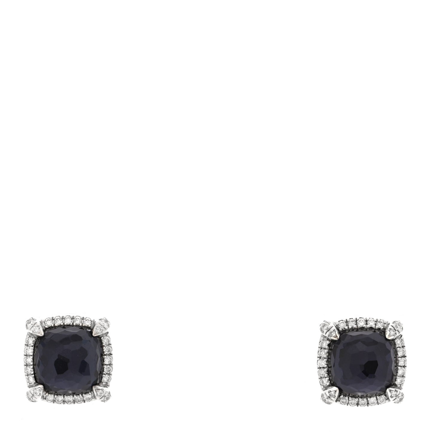 Sterling Silver Diamond Black Orchid 9mm Chatelaine Bezel Earrings