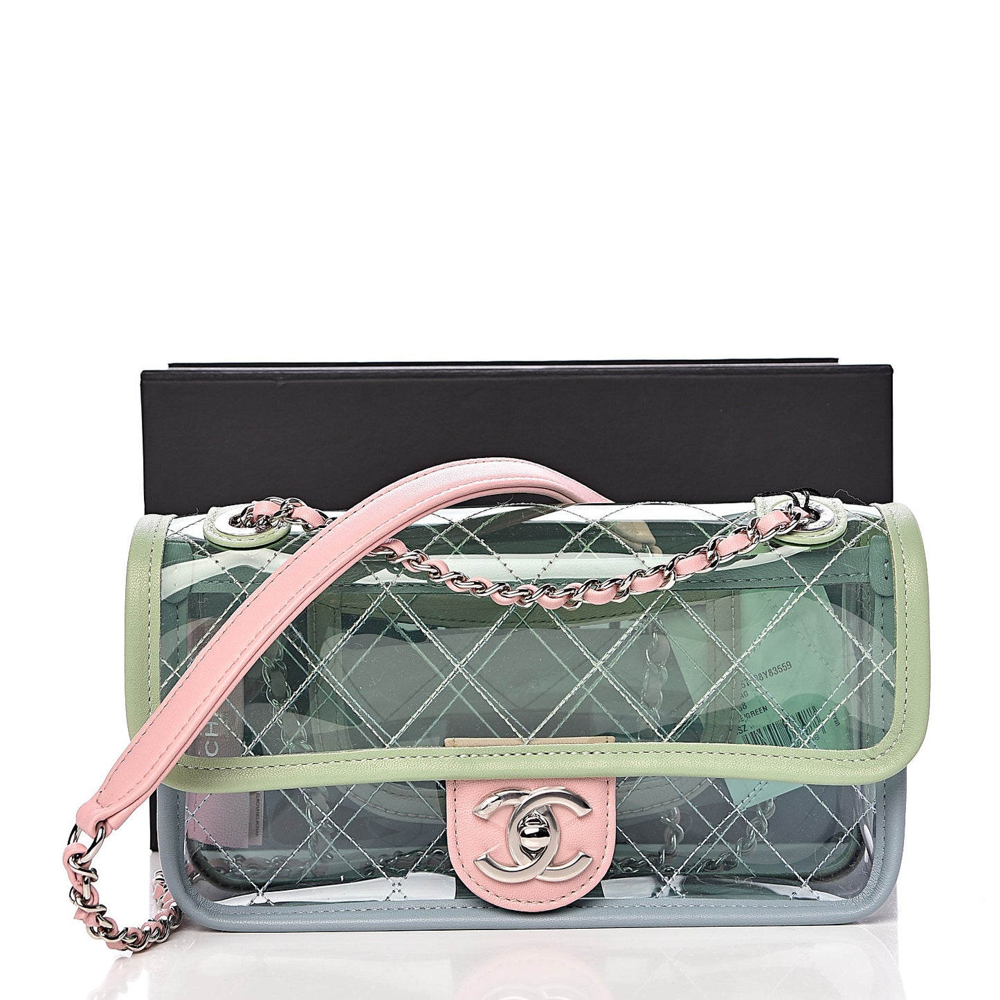 Lambskin PVC Quilted Mini Coco Splash Flap Blue Green