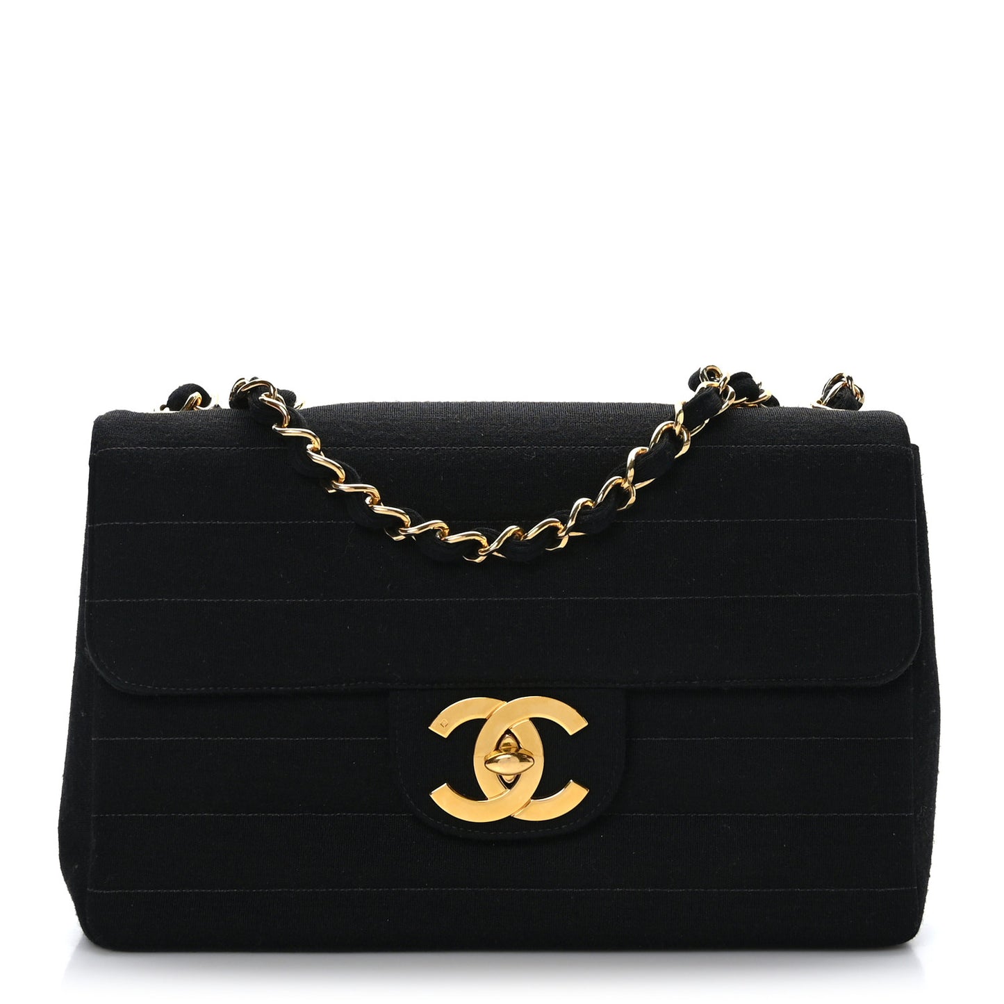Jersey Horizontal Quilted Jumbo Single Flap Black