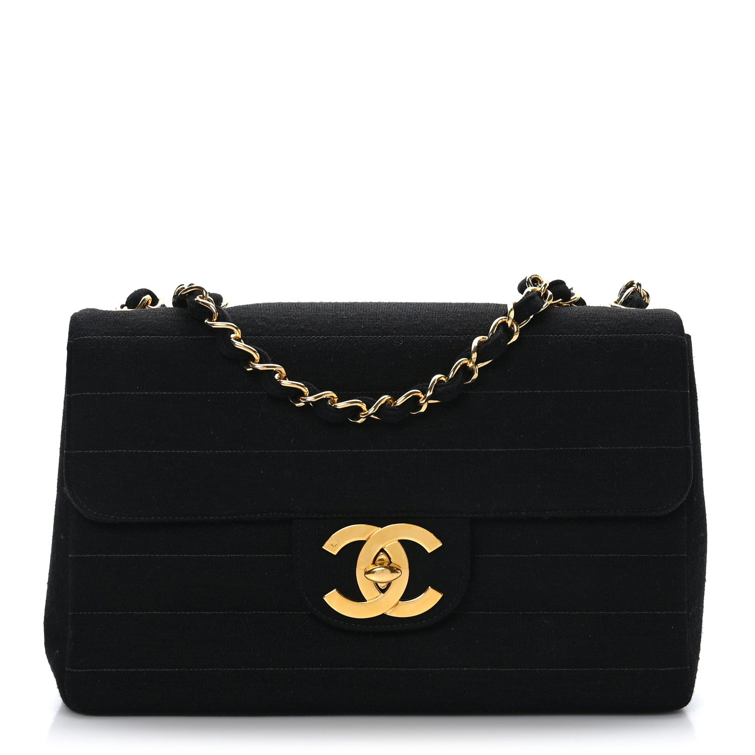 Chanel Jersey Horizontal Quilted Jumbo Single Flap Black 1 of 9
