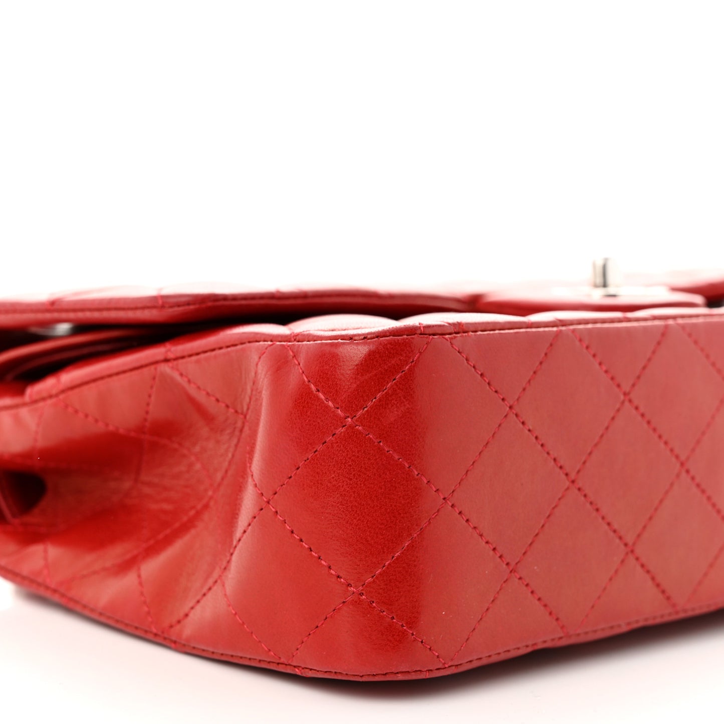 Lambskin Quilted Medium Double Flap Red