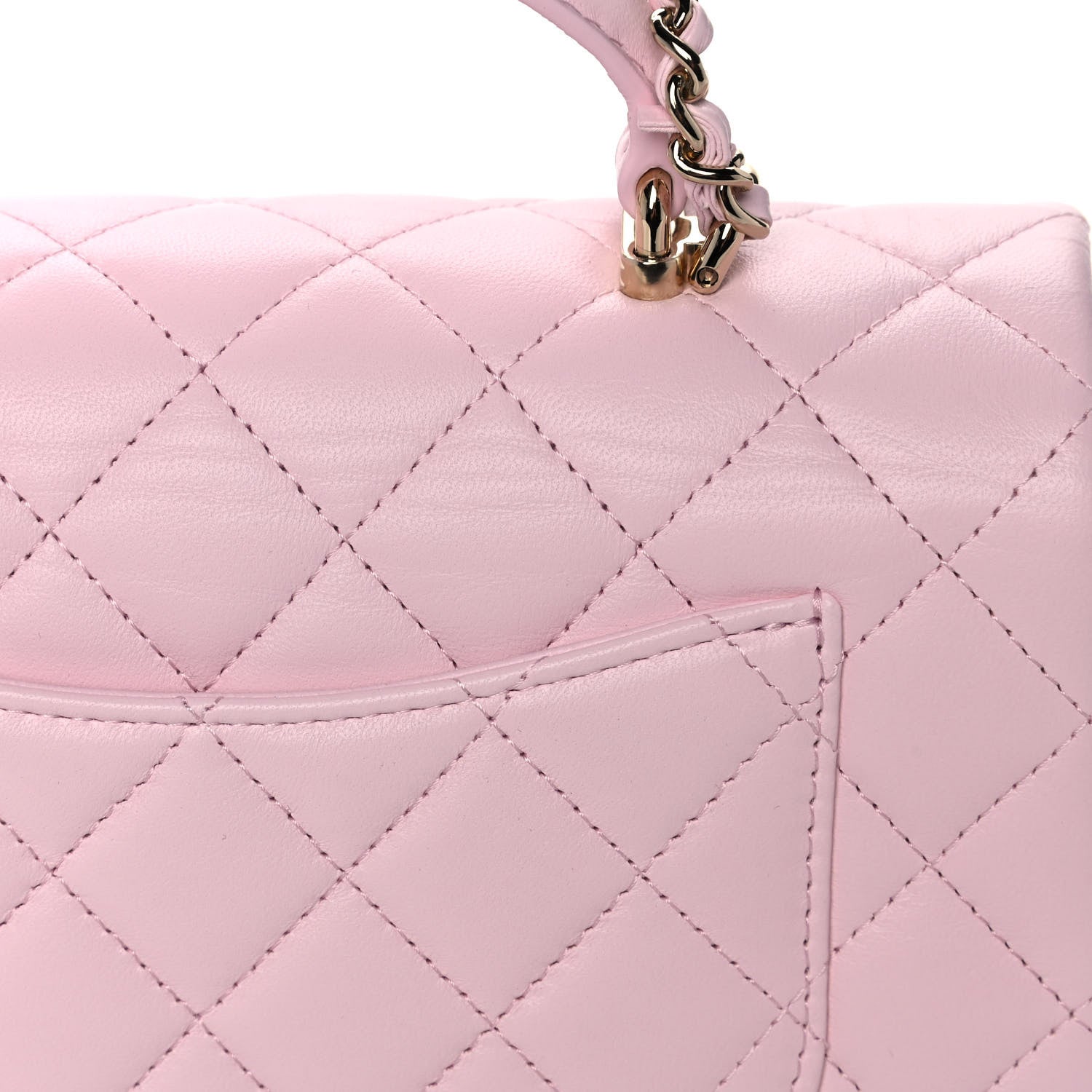 Chanel Lambskin Quilted Mini Top Handle Rectangular Flap Light Pink 14 of 14