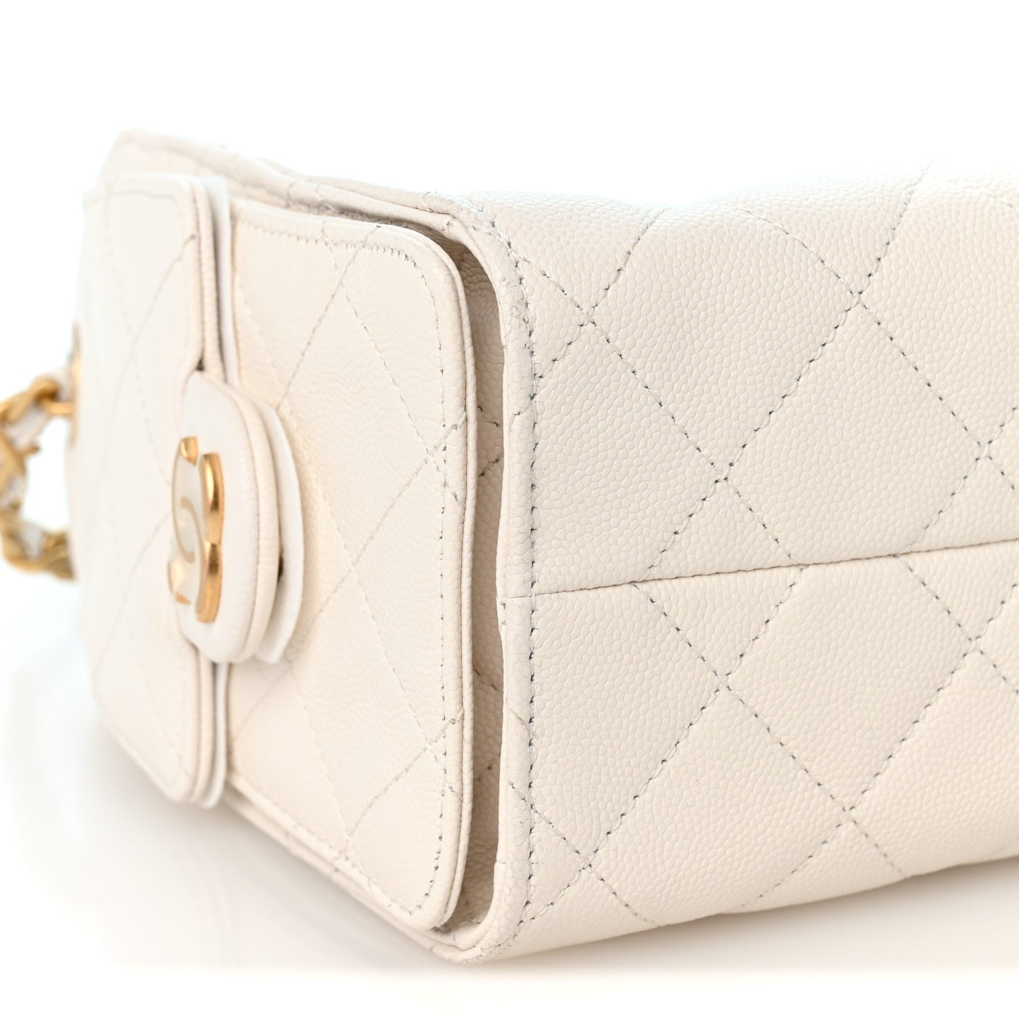 Caviar Quilted Mini Chanel 25 Handbag White