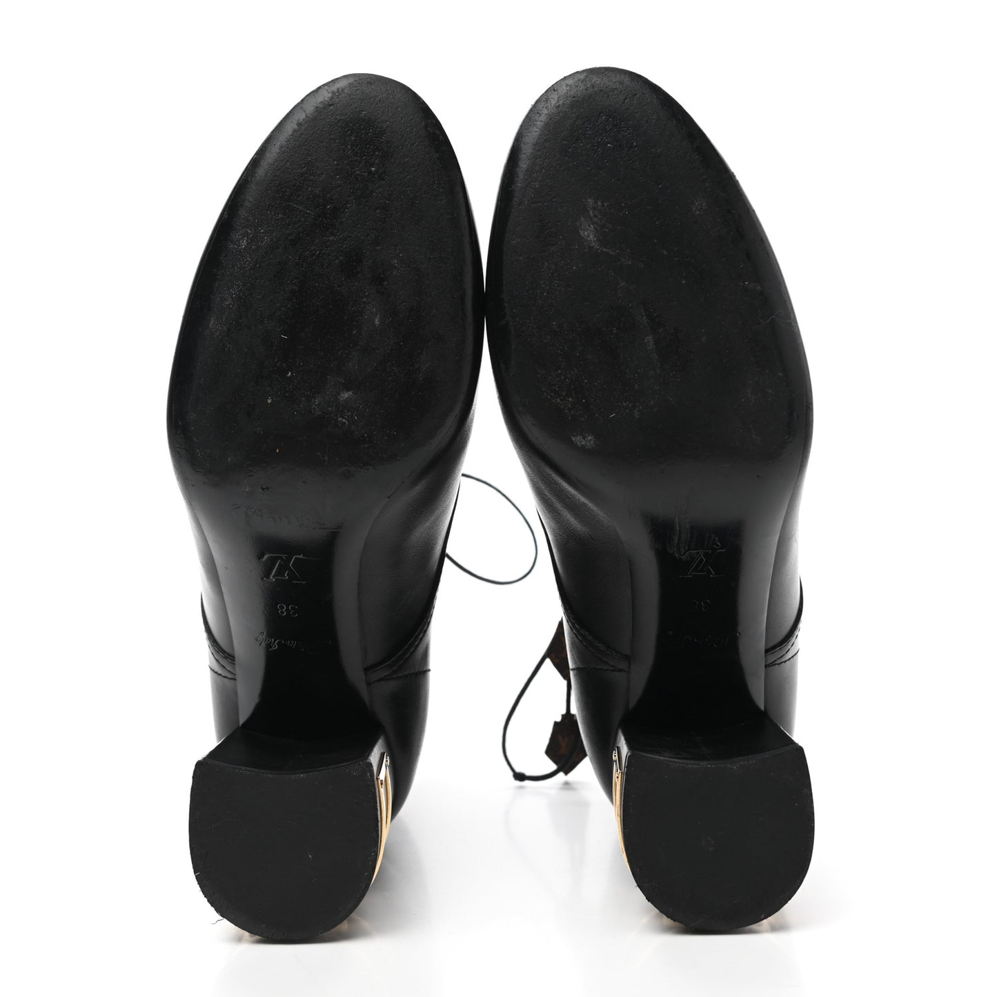 Calfskin Monogram Bliss Lace Up Ankle Boots 38 Black