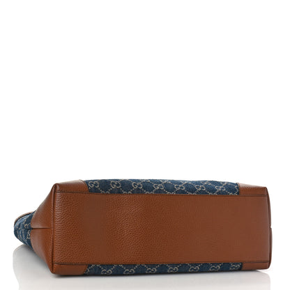 Gucci New Denim GG Monogram Medium Ophidia Shopping Tote Blue Tea Cuir 4 of 9